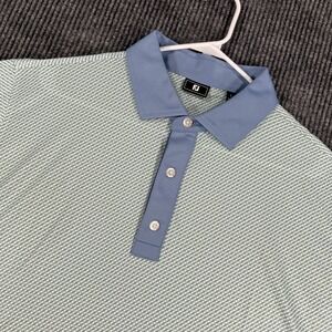 FootJoy Polo Shirt Mens Blue Geometric Short Sleeve Golf Performance Casual